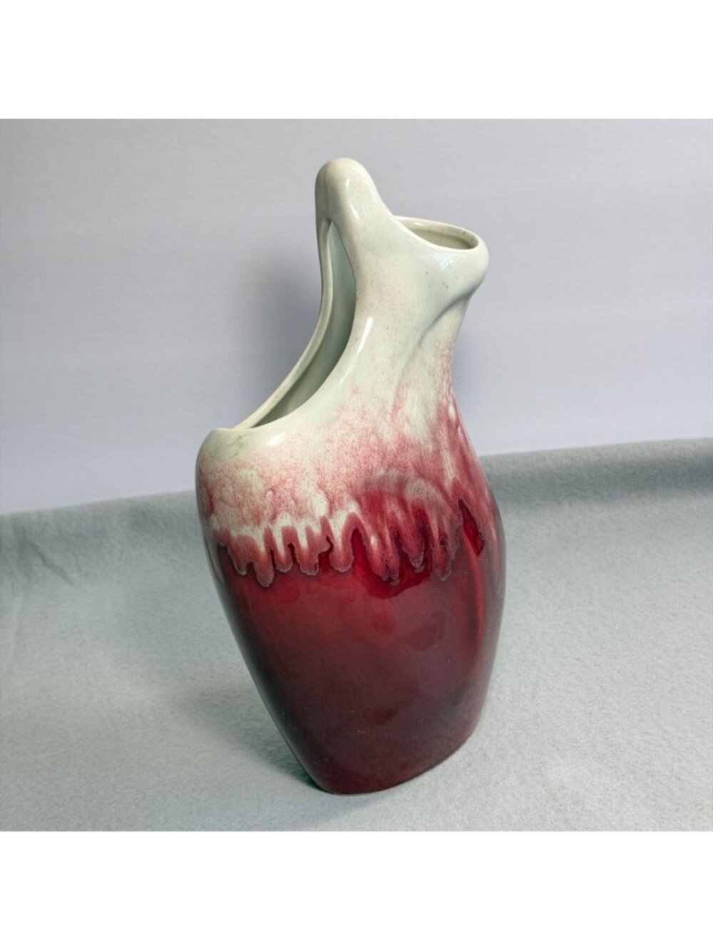 Vintage Red Wing Pottery Vase 1953 Anniversary Drip Glaze Oxblood Maroon B2317 - Picture 16 of 16